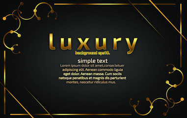 Abstract black luxury background image, golden lines overlapping with curved geometry Modern concepts for template design