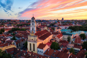 Sunset over central Vilnius, Lithuania, taken in May 2019