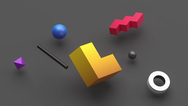 Abstract 3d animation, composition with geometric shapes, modern background, motion design, 4k seamless looped video