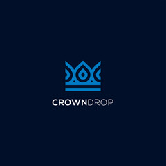 Abstract crown drop logo design. Water royal icon illustration vector