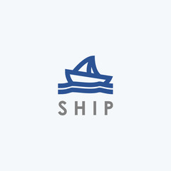 Abstract ship logo design. boat sea icon illustration vector