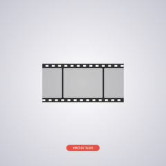 Black film strip icon in flat style isolated on gray background. Vector illustration.