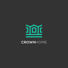 Abstract crown home logo design. royal house icon illustration vector