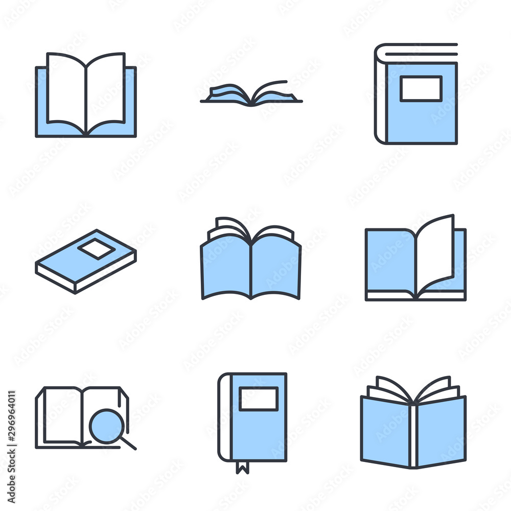 Poster Book set icon template color editable. Book pack symbol vector sign isolated on white background. Simple logo vector illustration for graphic and web design.