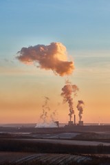 Power plant polluting the atmosphere in Visonta, Matra, Hungary