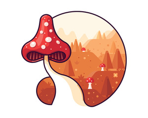 Amanita magic mushroom vector illustration