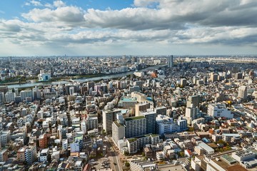 Fototapeta na wymiar View of a Tokyo neighbourhood from above