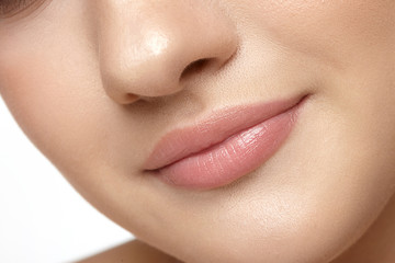 close-up lips on a white background