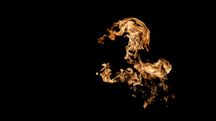 Fire flames on black background. fire on black background isolated. fire patterns
