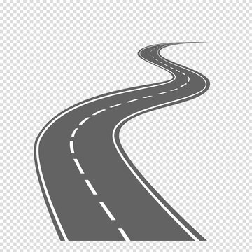 Bending roads and highways vector illustrations