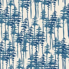 Foto auf Glas Forest seamless pattern, nature, landscape. Evergreen coniferous trees. pine, spruce © Belus