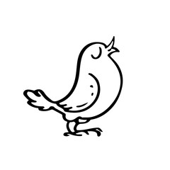 Singing canary bird  hand drawn doodle line art vector ink sketch icon illustration on white background