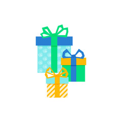 Set with gift for any design. Colorful blank cardboard package box. Product packaging. White background. Surprise symbol. Gift box Vector design template. . Holiday background. Christmas vector.