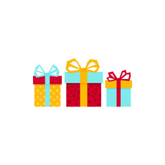 Set with gift for any design. Colorful blank cardboard package box. Product packaging. White background. Surprise symbol. Gift box Vector design template. . Holiday background. Christmas vector.