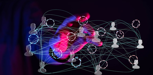 touching global network and data customer connection