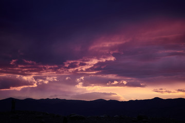 Beautiful sunset sky, purple, pink, red and orange colors