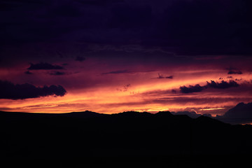 Beautiful sunset sky, purple, pink, red and orange colors