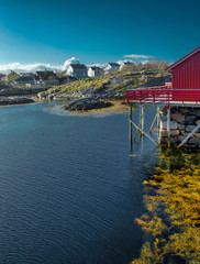 Vue du village d'Henningsvær, Norvège