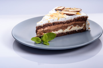 delicious cake with chocolate cream on a gray plate4