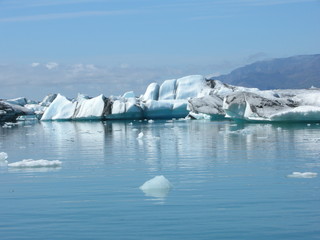 Iceland, glacial lake with iceberg