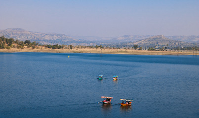 Obraz premium Panoramic view of dudhani lake, India