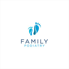 Family Podiatry Logo .  Podiatry Logo Isolated on white background . Foot Care Logo Icon Design . Foot Print Logo .