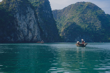 Fototapeta na wymiar Halong Bay, Vietnam boats