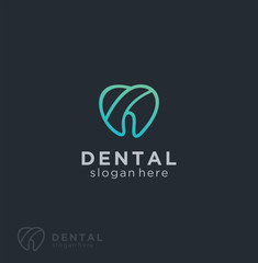 Tooth Dentist Teeth Dental Care Logo Line With Black Background Templates Stock Vector . Dental healthy care tooth logo  . Abstract tooth dental logo Design Vector Stock .