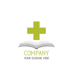Obraz premium medical cross and book symbol brand logo vector