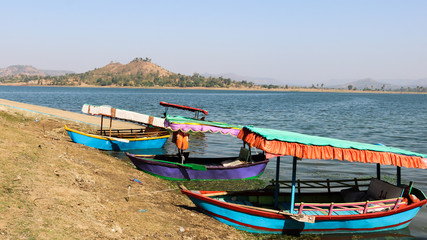 Fototapeta na wymiar Boating experience at dudhani lake, Silvassa, India