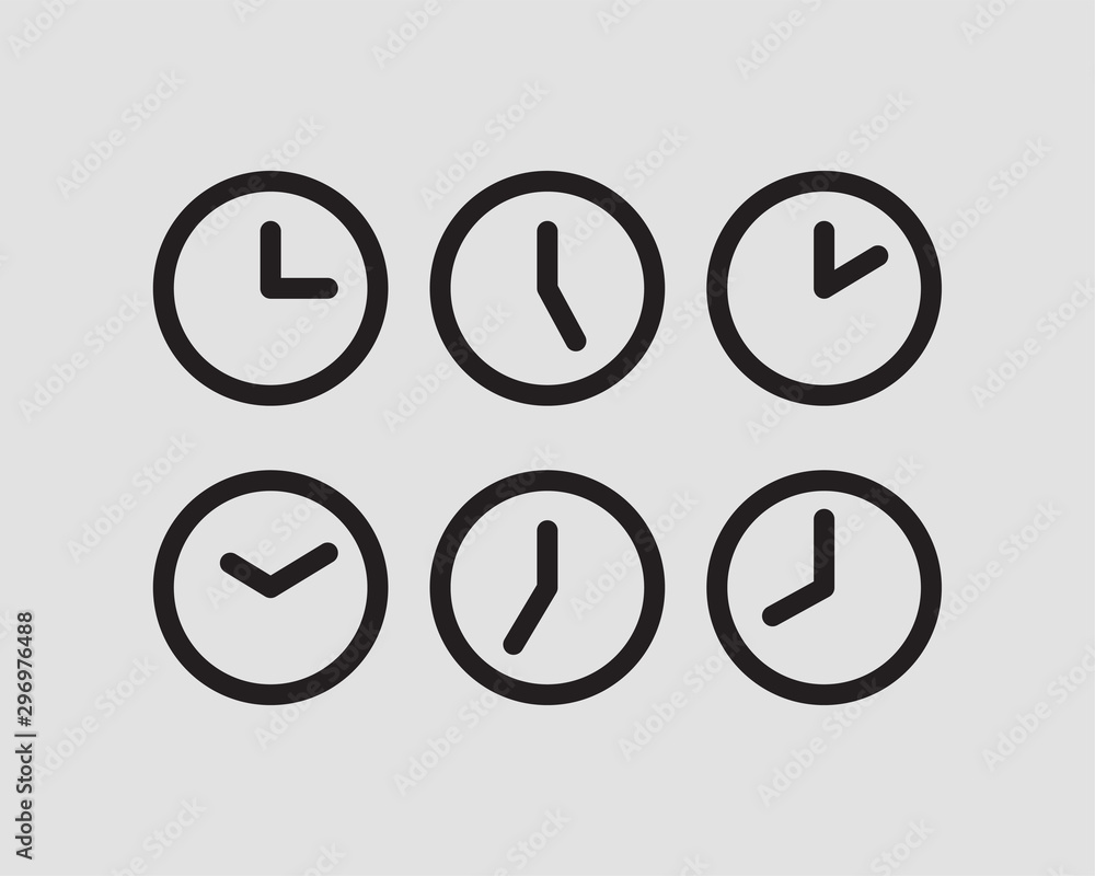 Aufkleber set clock icon vector. time line graphic design elements of clocks.