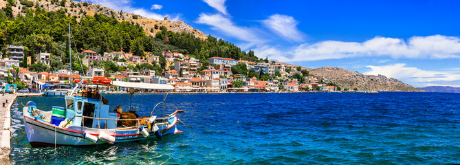 Idyllic traditional fishing villages of Greece - beautiful Lagkada in Chios island