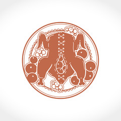 Flat vector illustration Duck with apples. Roast Duck with Apple Stuffing silhouette template for design of the design of the sail and more. Perhaps for plotter cutting in a large size.