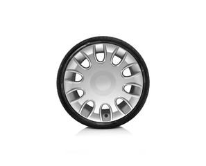 Car wheel is isolated on a white background.