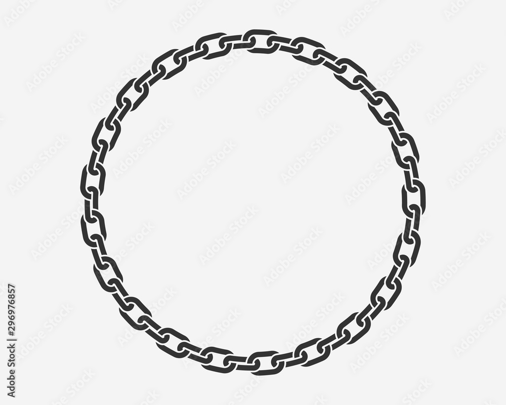 Aufkleber texture chain round frame. circle border chains silhouette black and white isolated on background. c