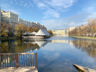 Moscow, Chistye Ponds in autumn in sunny day