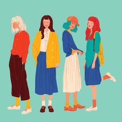 Diverse women faces background, women different style