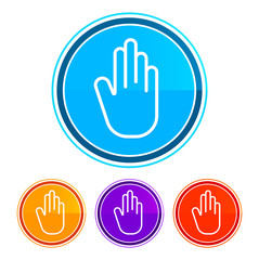 Obraz premium Stop hand icon flat design round buttons set illustration design