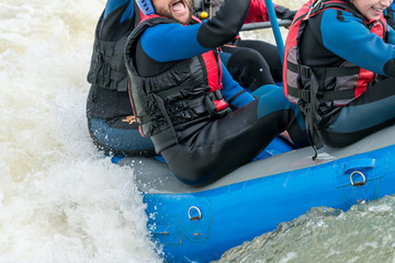 Obraz premium Team rafting in wild water