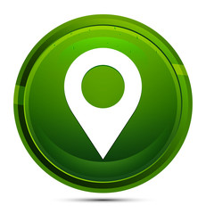 Location pin icon glassy green round button illustration