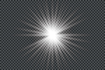 Glowing lights effect, flare, explosion and stars. Special effect isolated on transparent background