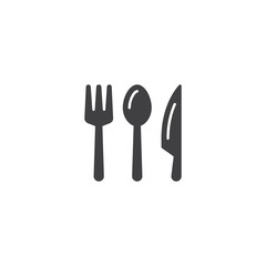 Fork, spoon, knife. Vector icon template