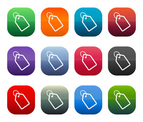 Tag icon shiny square buttons set illustration design