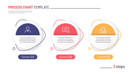 Vector infographic process chart template. Three steps