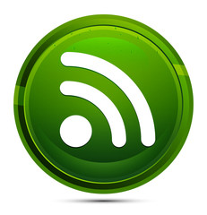 RSS Feed icon glassy green round button illustration
