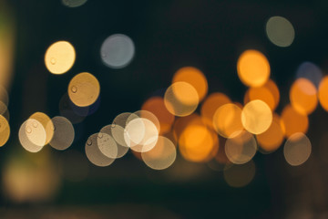 Abstract image of bokeh lights on cafe