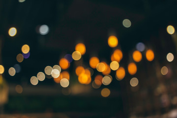 Abstract image of bokeh lights on cafe