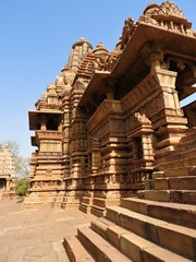 The Western group of Khajuraho temples, on a clear day, Madhya Pradesh India is a UNESCO world...