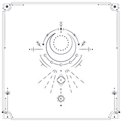 Vector illustration set of moon phases. Different stages of moonlight activity in vintage engraving style. Zodiac Signs