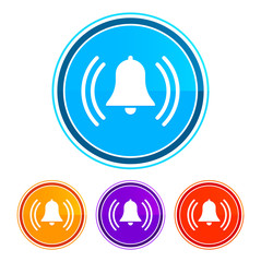 Alarm ringing bell icon flat design round buttons set illustration design
